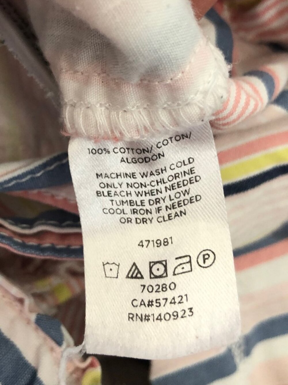 ANN TAYLOR LOFT Striped Tie Waist Shorts Pink White Blue 100% Cotton Boho Small - Picture 12 of 15